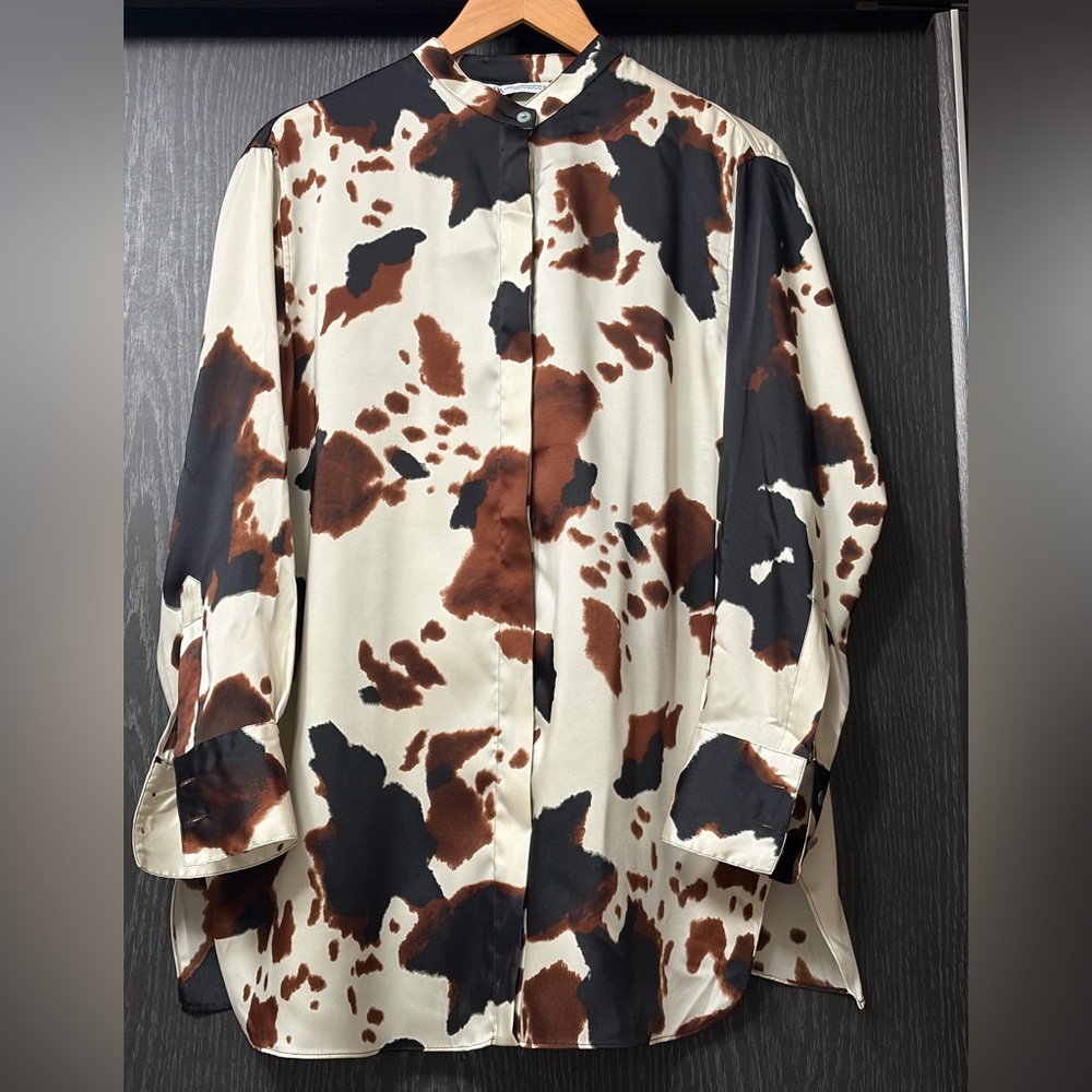 Zara Black and Brown Patterned Shirt with open back